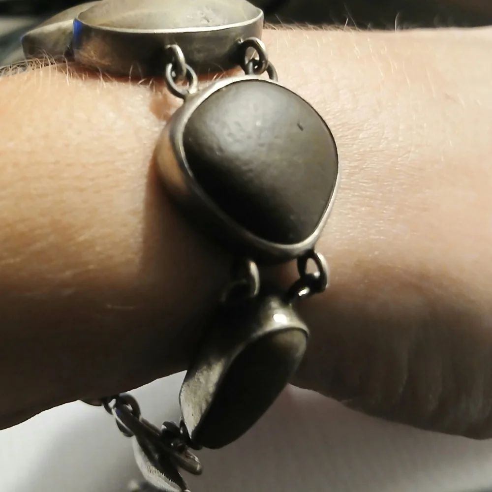 Terri Logan River Stone Toggle Clasp Bracelet Set In Genuine Silver - Picture 7 of 9